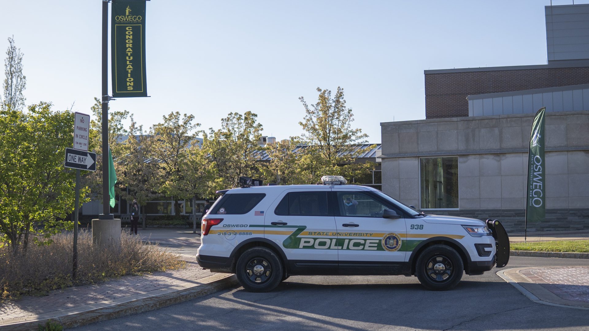 SUNY Oswego police cruiser on campus 